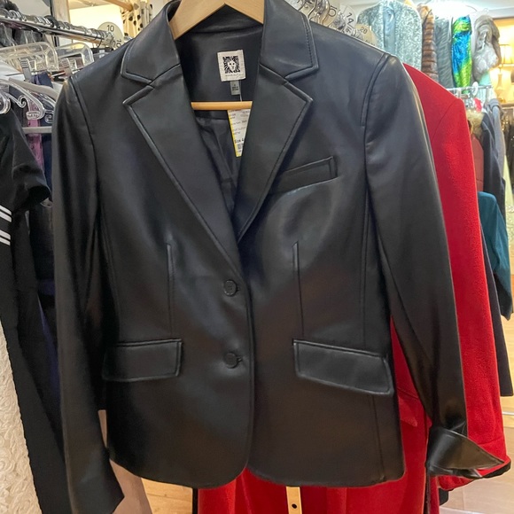 Anne Klein stretchy leather jacket - Picture 4 of 6